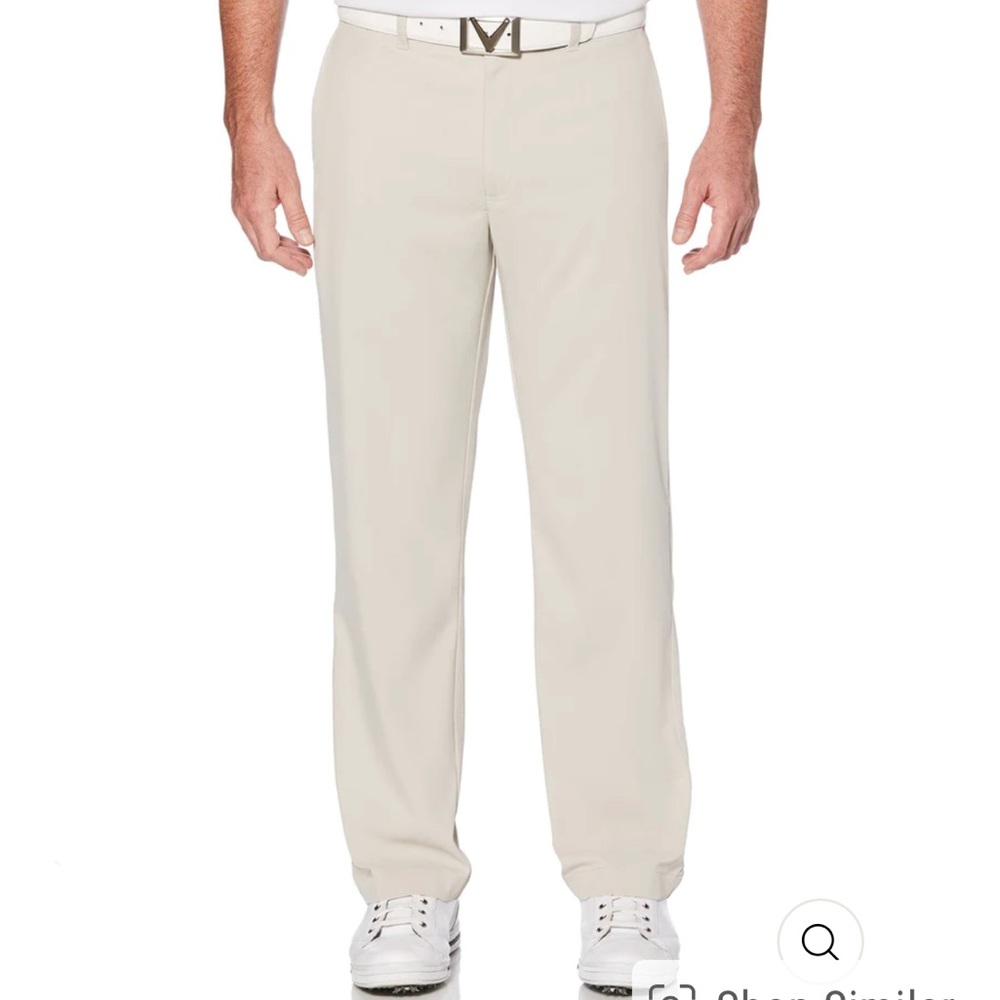 Straight leg white golf pants